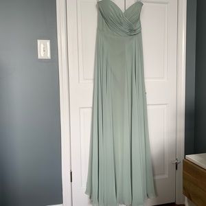 Jenny Yoo Strapless Chiffon Gown in Seaglass Sz. 8